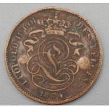 BELGIUM 1874 5 CENTIMES LEOPOLD I COIN