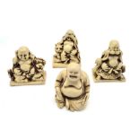 HEAR NO EVIL, SPEAK NO EVIL AND SEE NO EVIL. A SET OF 3 RESIN BUDDHAS STANDING 7cms TALL PLUS A