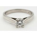 0.30 carat natural diamond ring claw set in platinum ring. GIA CERT 7202244363. Size J 1/2, 2.25mm