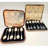 Two Sets of Solid Silver Teaspoons in Original Boxes. One set is hallmarked London 1926, the other