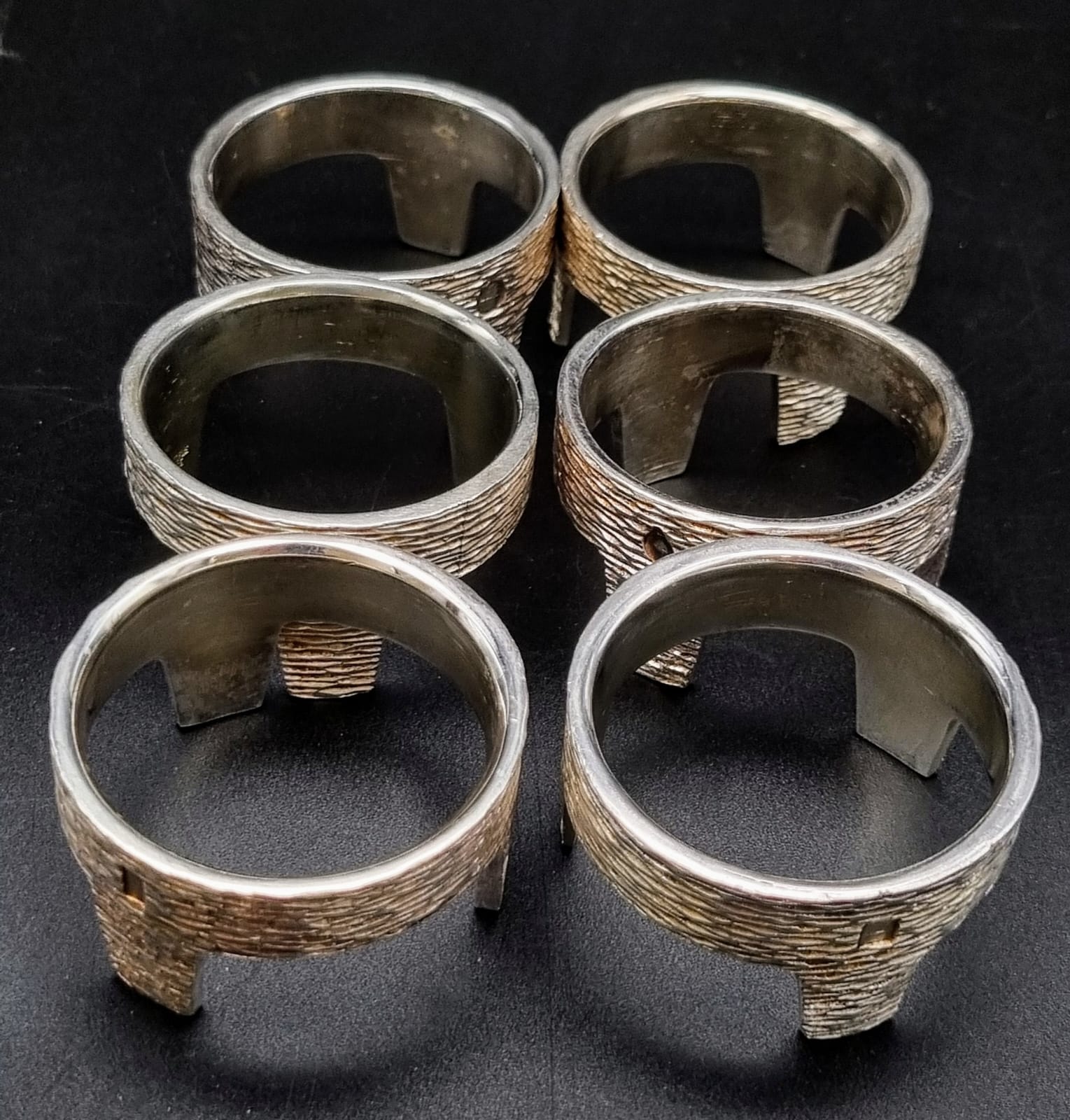 A Large Vintage Set of Six Christofle White Metal Napkin Rings in Original Fitted Box. Each are in - Image 2 of 5