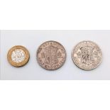 Two George VI Silver Half Crown Coins - 1937 and 1945. Please see photos for conditions.