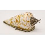 Early white metal silver conch shell snuff box pendant in perfect condition. 8cm x 4cm