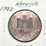 A 1792 Norwich 1/2d Copper Token. Encapsulated - please see photos for conditions.