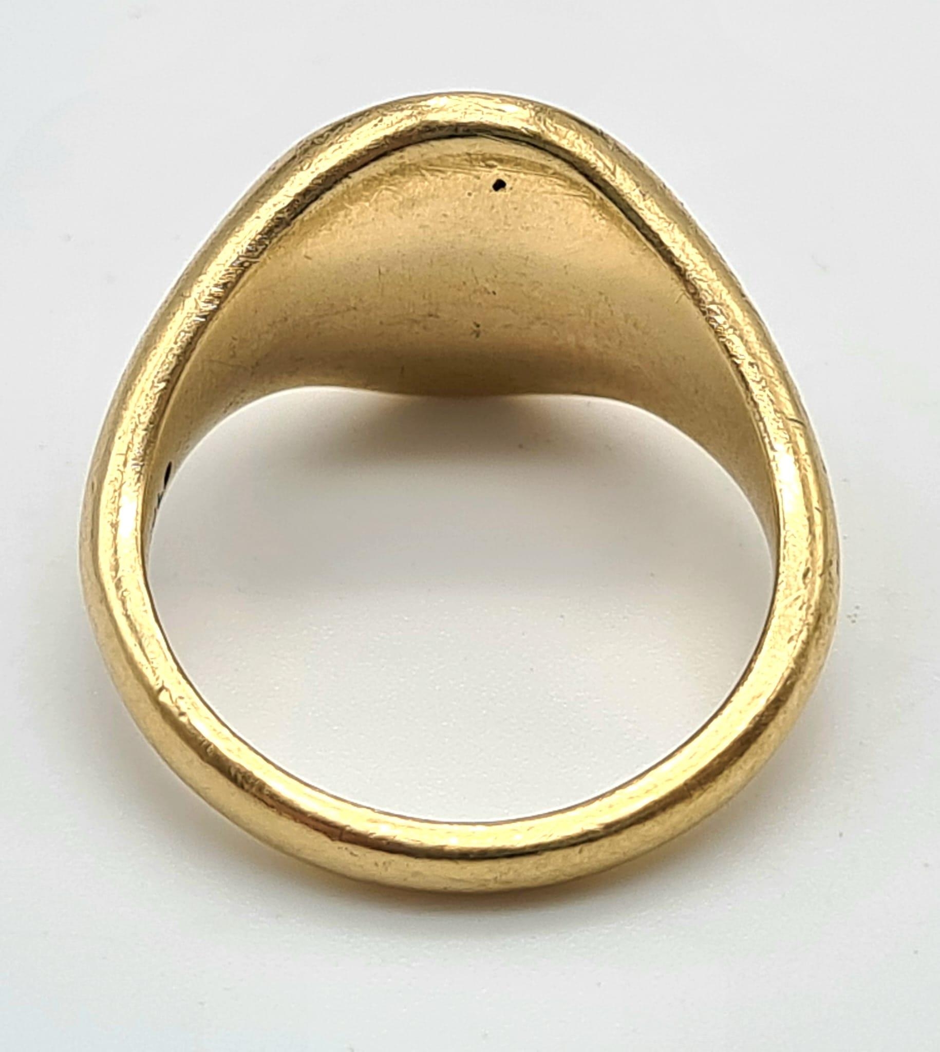 9K YELLOW GOLD SEAL SIGNET RING 10G SIZE R 1/2 - Image 3 of 5
