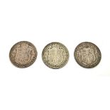 Three George V Silver Half Crowns - 1920, 21 and 23. Please see photos for conditions.