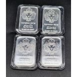 Four Pure Silver (.999) Scottsdale 1oz Ingots. 4oz total silver weight. 5 x 3cm
