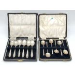 Two Sets of Vintage Sterling Silver Teaspoons. Hallmarks for Sheffield 1934 and 1936. 130g total