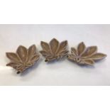 3 Wade Leaf Shaped Ash Trays, dimensions 8x8cm