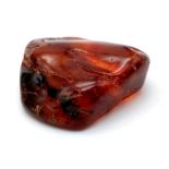 A Natural Amber Stone with Remains of Insects and Foliage. 3.5 x 3cm.