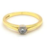 18K YELLOW GOLD DIMAOND SOLITAIRE RING 0.15CT 2.8G SIZE N