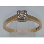 An 18K Yellow Gold Diamond Solitaire Ring. 0.1ct. Size S. 3.47g total weight.