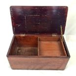 An Antique Victorian Small Wooden Storage box. Chain link opening attachment. 45 x 19 x 23cm.