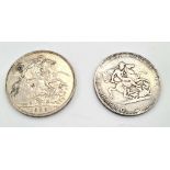 Two Silver Crown Coins. 1819 George III and a 1902 Edward VII. Total silver weight 56g. Please see