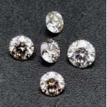 5 Round Brilliant Cut Diamonds 4mm Diameter Colour G/H, Clarity S1-1.19 Total Carats