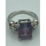 SILVER and AMETHYST RING from GEMPORIA having an unusual LILAC and AQUA AMETHYST set to top in