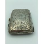 Antique silver cigarette case with clear hallmark for Joseph Gloster,Birmingham 1905.Hinge and