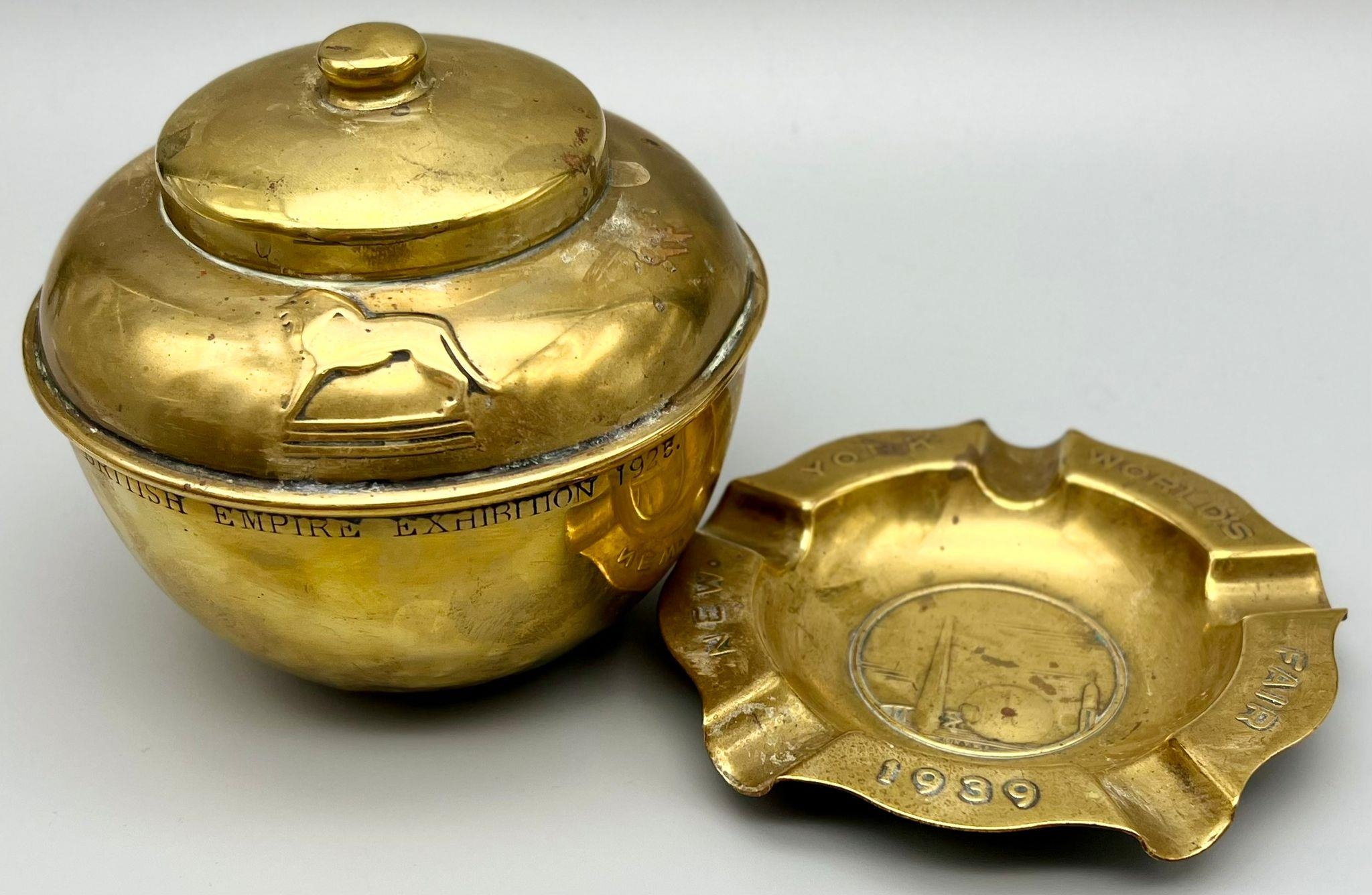 A 1939 Brass New York Fairs Ashtray and a 1925 British Empire Exhibition Sealed Pot. Ashtray - - Image 2 of 9