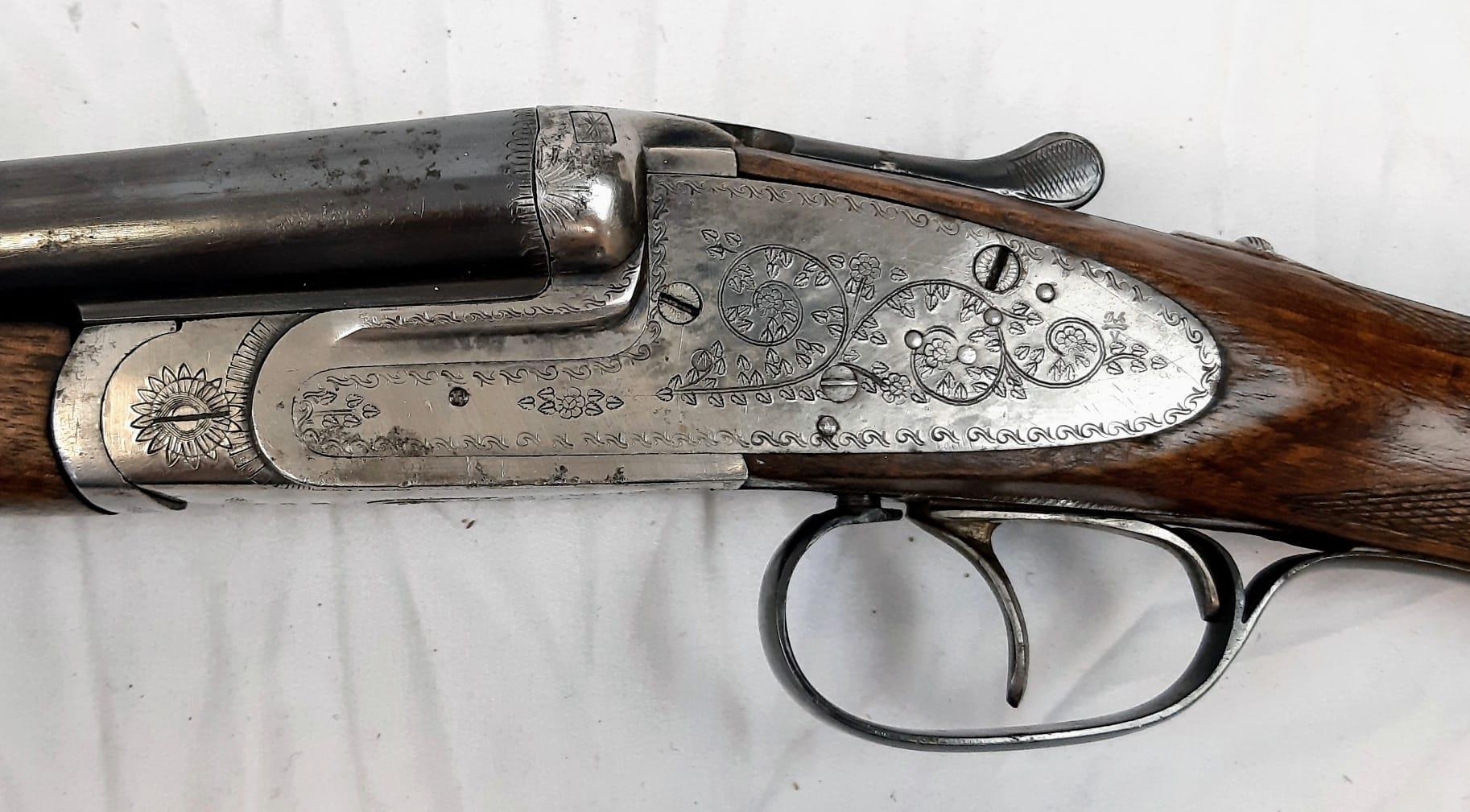 A Deactivated Eibar Double-Barrelled Side-Lock Shotgun. 16 bore calibre with a 31.75 inch barrel - Image 7 of 16