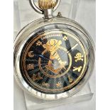 Antique silver Masonic pocket watch Working .