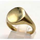9K YELLOW GOLD OVAL SIGNET RING BRAND NEW 7G SIZE M