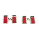A Pair of Art Deco Style Enamel and White Metal Cufflinks.