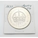 An Australian 1937 George VI Silver (.925) Crown Coin. 28.2g silver weight. Encapsulated - Please