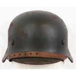 WW2 German M35 Double Decal Helmet Stamped E.T.G.R for the Maker: Eisenhüttenwerk Thale. A very nice