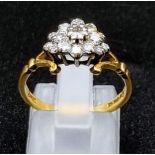 18K YELLOW GOLD DIMAOND CLUSTER RING 0.40CT 3.2G SIZE SIZE N