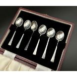 An Antique Set of Six Silver Teaspoons in Original Box. Hallmarks for Birmingham 1926. Makers mark
