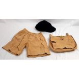 Movie Prop German Deutsche Jungvolk bread bag with a pair of shorts and hat.