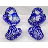 Two Matching Pairs of Bleikristall Cobalt Blue Lead Crystal Glass Bowls. 21 x 20cm and 15 x 14cm. In