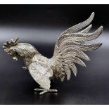 Vintage Italian Cockerel metal statue, in fighting pose, stands 15cm in height, weighs 575 grams,