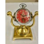 Vintage Masonic automaton pocket watch , rotating hourglass ) working , stand included.