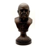 A Vintage Cast Bronzed Metal Bust of Sir Winston Churchill - 32cm Tall.