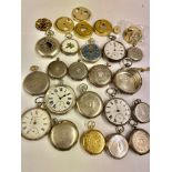 Antique & vintage silver pocket watches fusee, Waltham etc some ticking sold as found