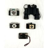 Four Vintage Cameras Including a Dacora and Coronet Plus a Pair of Vintage Prinz Binoculars.