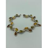 Stunning AMBER set SILVER BRACELET ,Consisting BALTIC AMBER Stones in three different colours set in
