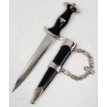 A Very Good Condition Retrospective Copy of a German SS Dagger with Chain - 35cm Long.