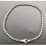 An 18K White Gold Designer Ball-Link Bicego Bracelet. 18cm. 11.93g