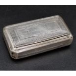 An Antique Victorian French Solid Silver Snuff Box. 8 x 7.5cm. 56g total weight.
