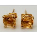 A Pair of Citrine Earrings set in 925 Gilded Silver.