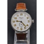 A vintage stainless steel swiss made Longines unisex automatic wristwatch circular white face with