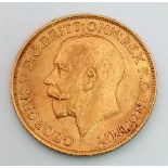 A 22K Gold 1913 Full Sovereign Coin. 8g