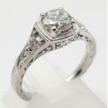 A platinum diamond ring designed by AMAVIDA. Diamonds 0.82 carats, ring size: M/N, weight: 5.78 g.