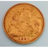 A 1901 22K Gold Half Sovereign Coin. 4g