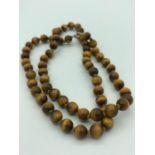 Vintage exceptional quality TIGERS EYE NECKLACE with SILVER CLASP fastening. 60 cm in length with