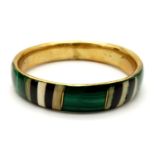 A Vintage Malachite Bangle with Gilded Interior. 7cm inner diameter.