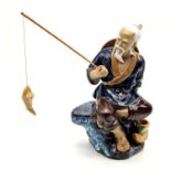 A Vintage Japanese Porcelain Figure of an Elder Fisherman. 19cm tall.