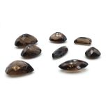 Eight Pieces of Natural Smokey Faceted Quartz. 240ct total.